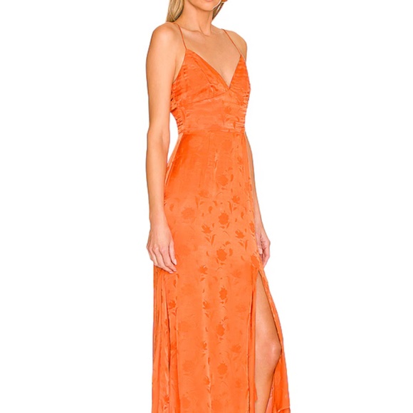 SAU LEE FRANCESCA ORANGE FLORAL JACQUARD MIDI DRESS, WOMEN'S SIZE 4 - Picture 4 of 10